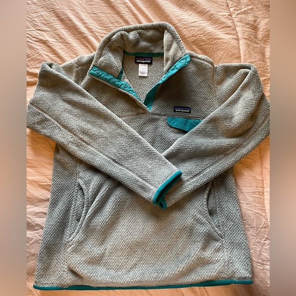 Grey and Blue/Turquoise fuzzy pullover - Picture 1 of 3